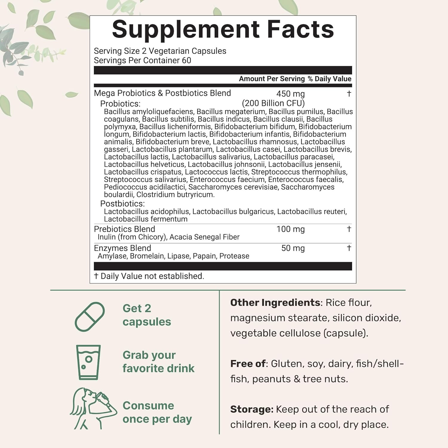 Micro Ingredients Probiotics 200 Billion CFU, 120 Veggie Capsules | Mega Probiot
