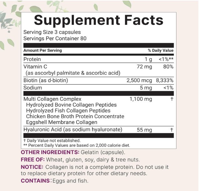 Micro Ingredients Multi Collagen Pills for Women & Men, 240 Capsules