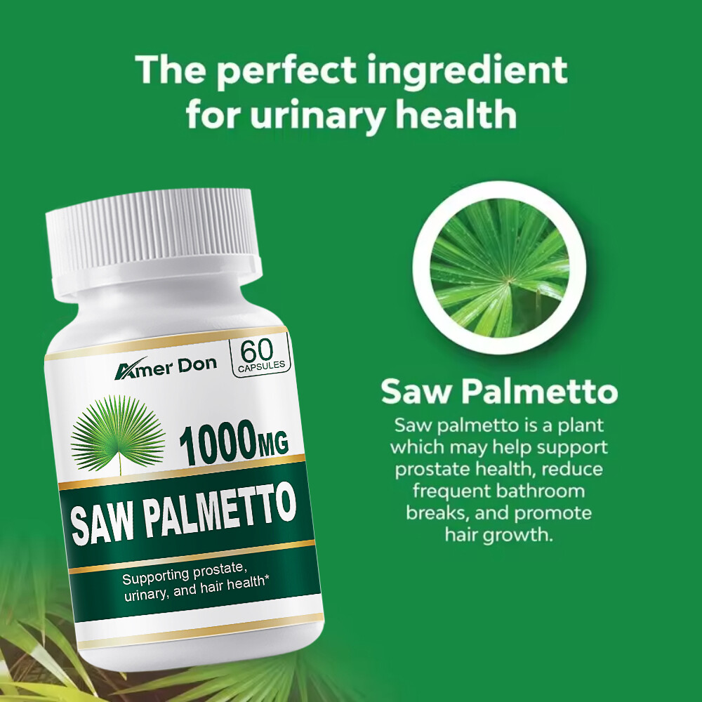 Saw Palmetto 1000mg Capsules Prostate UTI Urinary Tract Hair Loss US STOCK