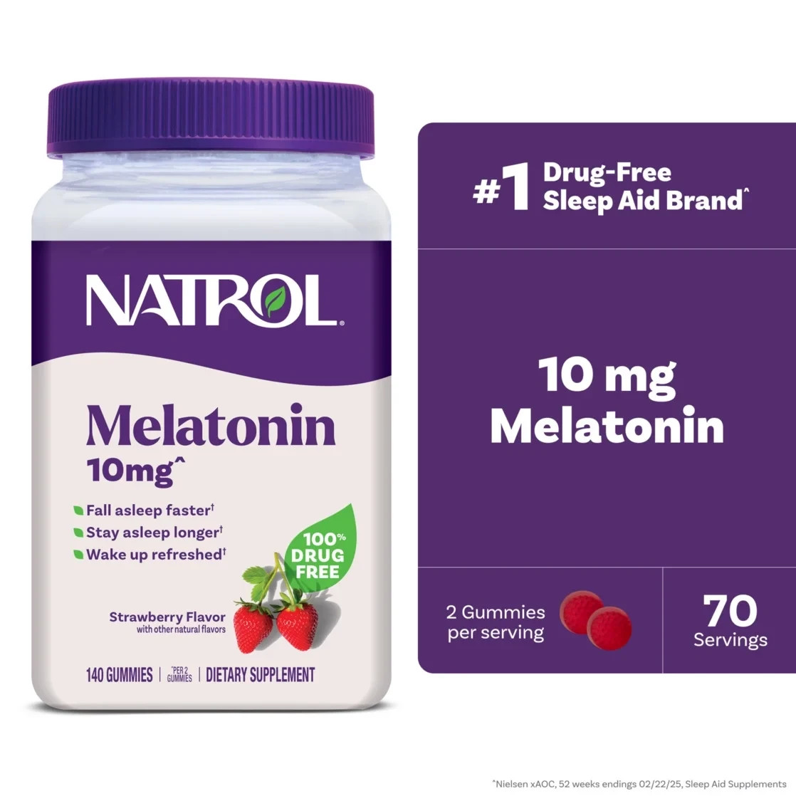 Natrol Melatonin 10 Mg Strawberry Flavor – 60, 90 & 140 Gummies *LIMITED*