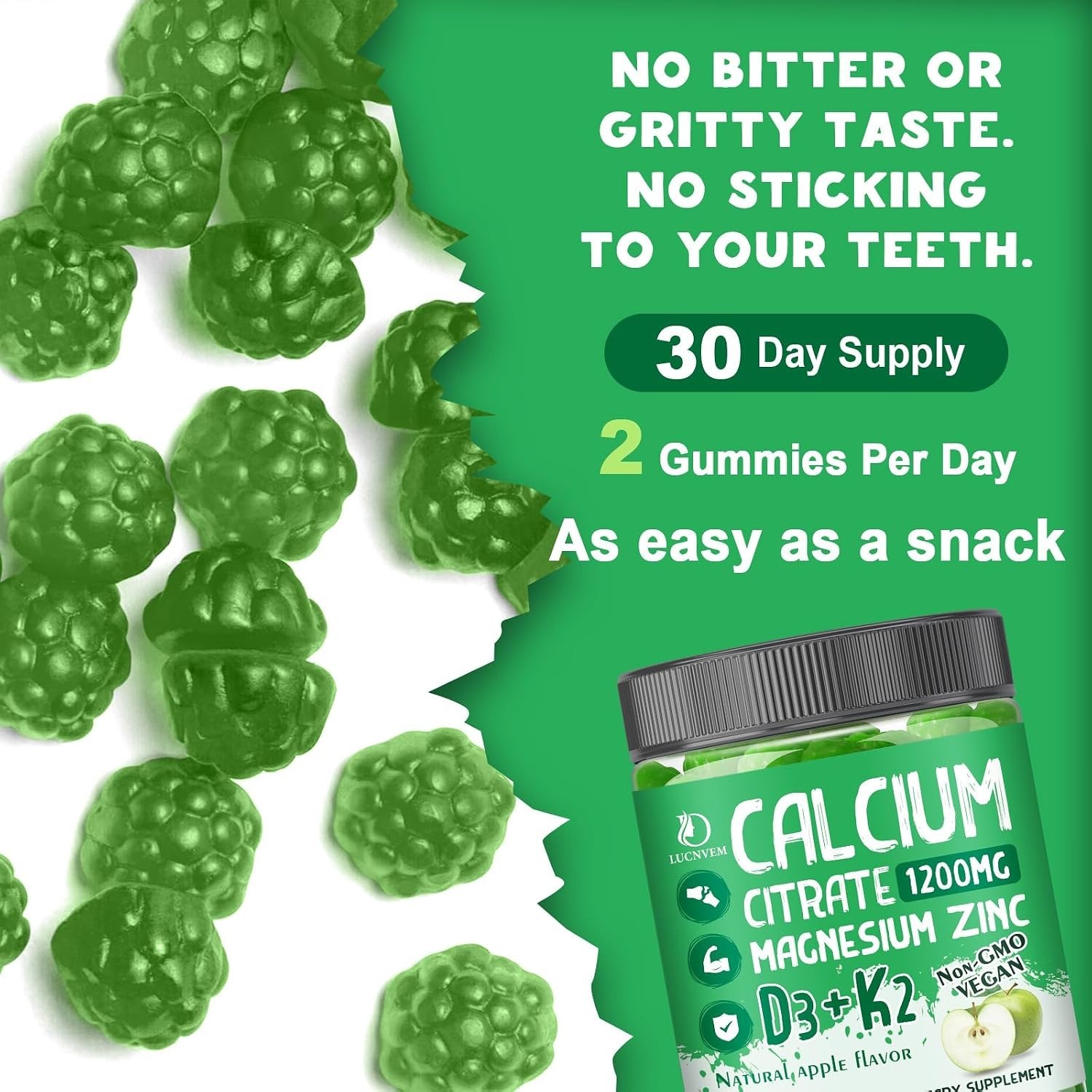 Calcium Citrate 1200 mg with Vitamin D3 Gummies, Calcium Citrate Magnesium Zi…