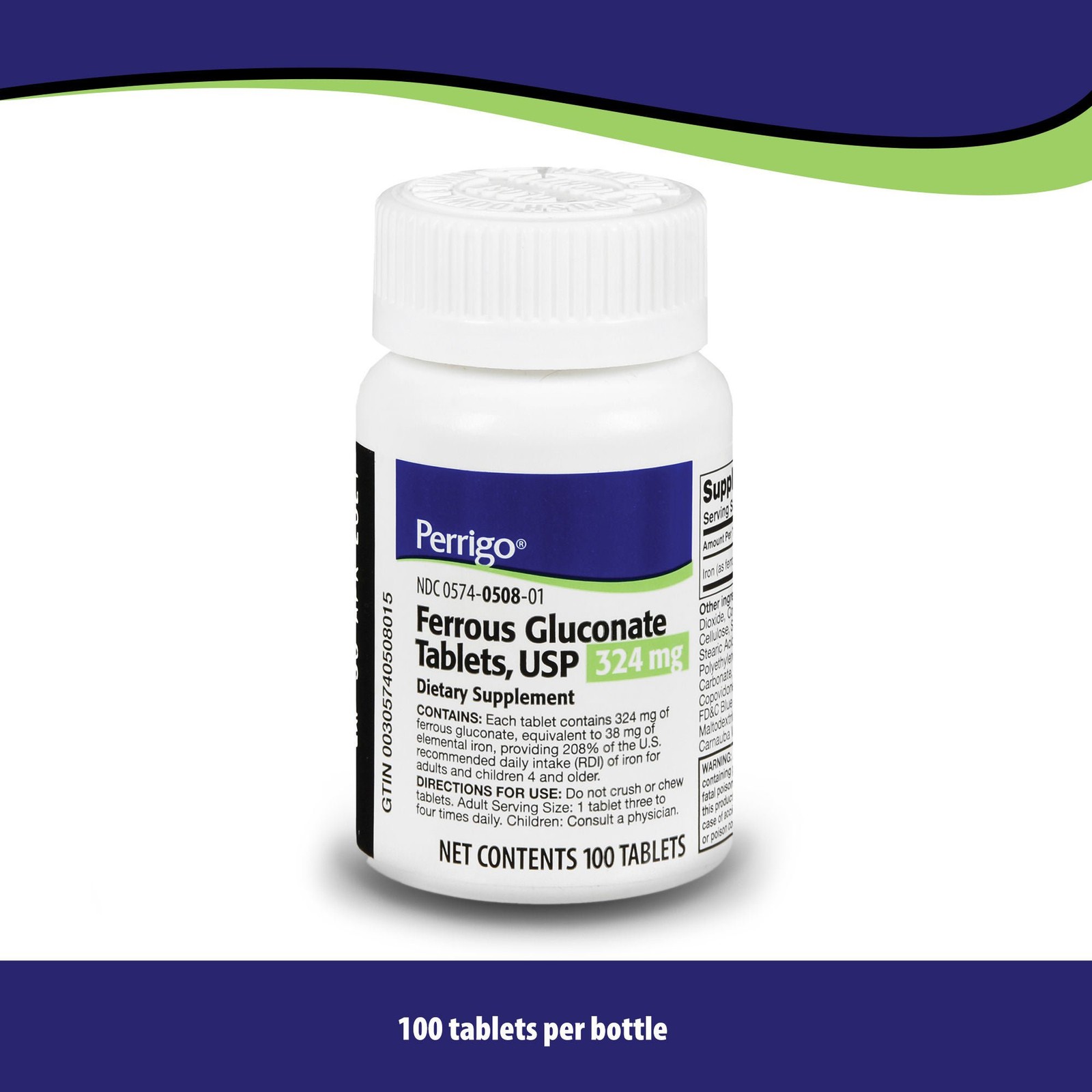 Perrigo Iron Tablet 00574050801 1 Bottle 100 per Bottle