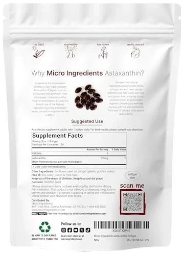 2 Pack | Astaxanthin 12mg, 120 Softgels, 4 Month Supply-NEW FREE SHIPPING