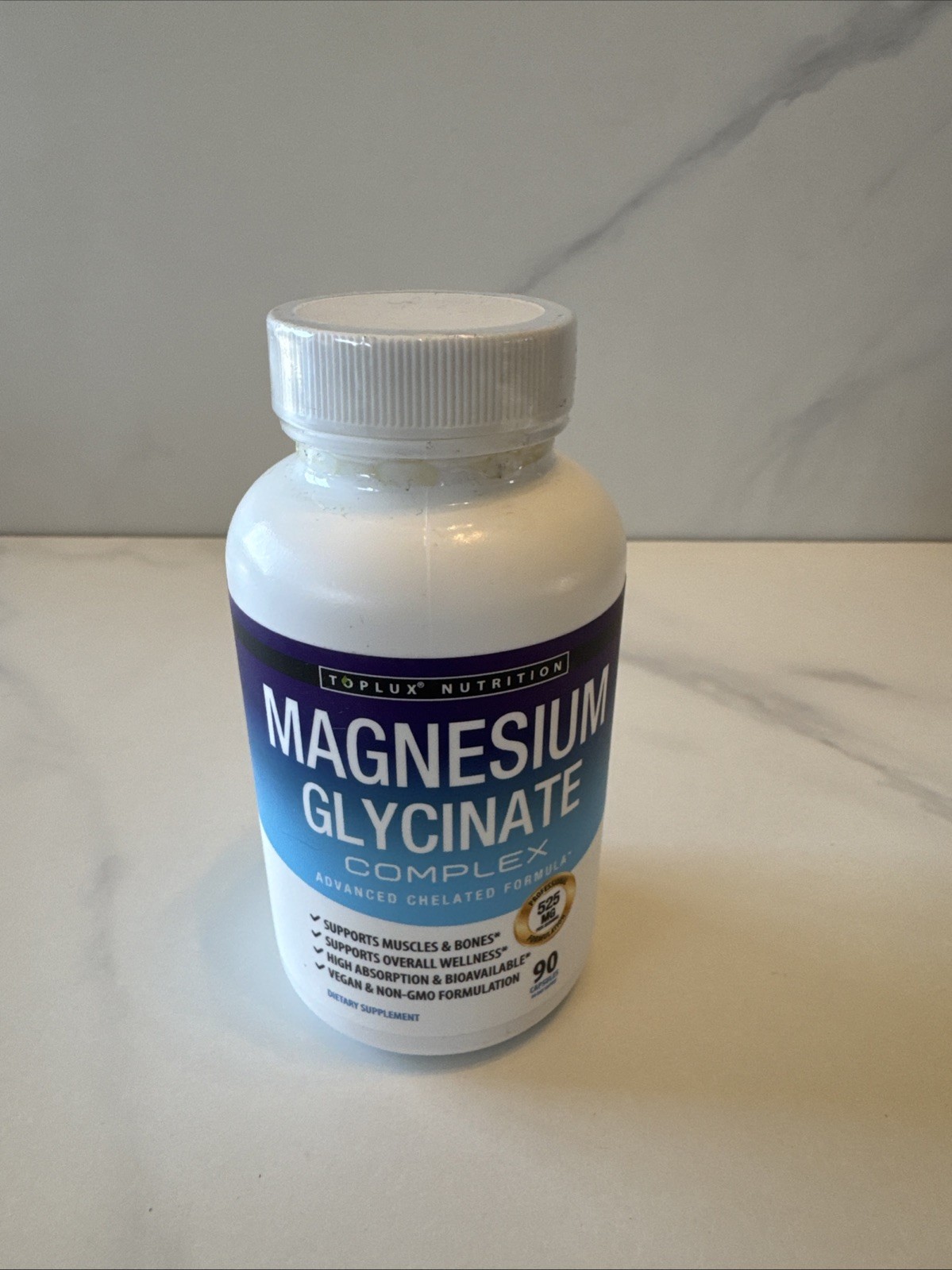 Magnesium Glycinate 525 MG Complex 90 Capsules High Absorption Magnesium 07/2028