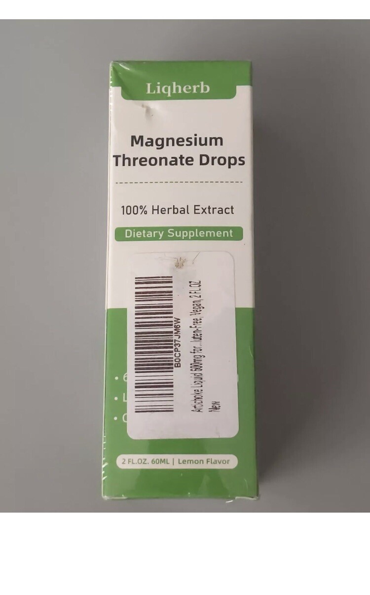 Liqherb Magnesium Threonate Drops 2oz Lemon Flavor Expires 10/2025 – 30 Servings