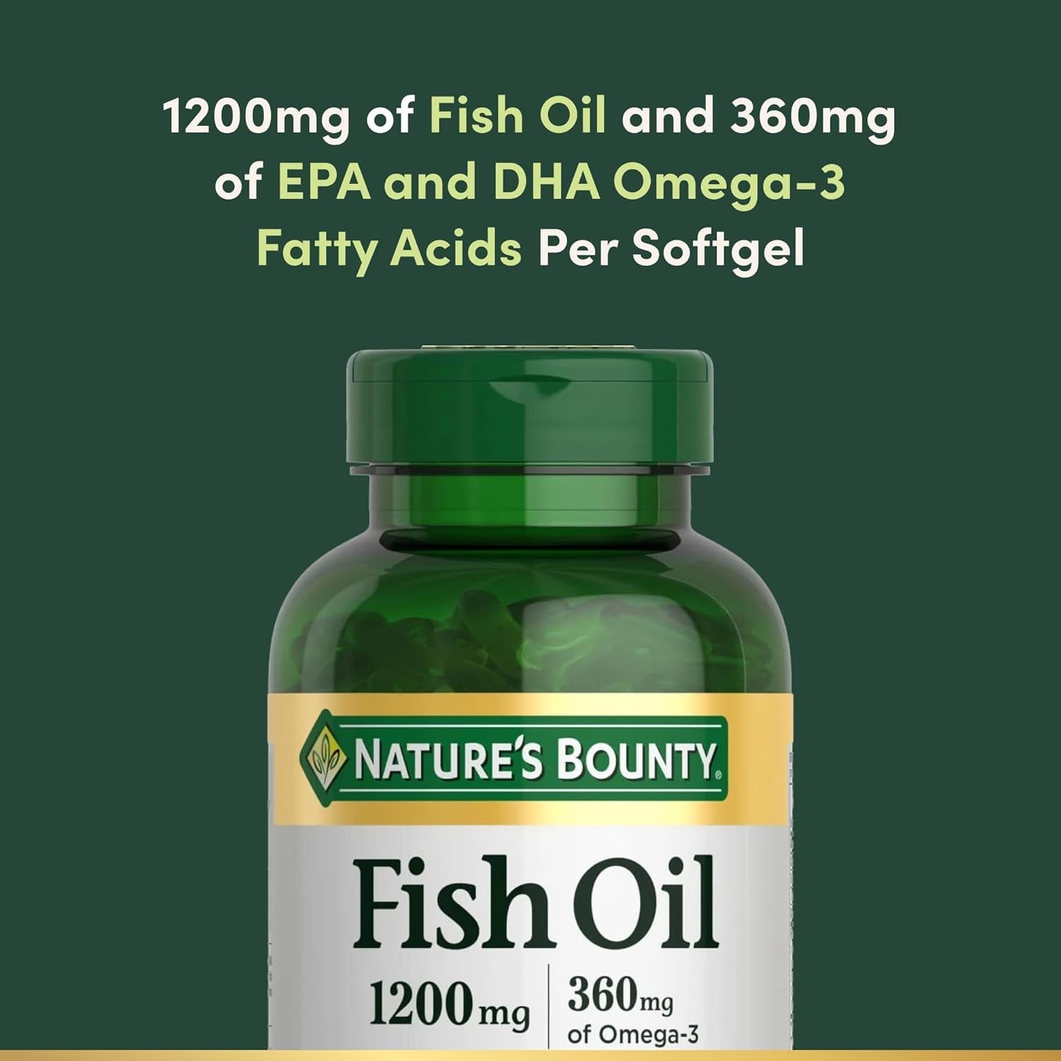 Heart Health Omega-3 Fish Oil Supplements – 1200 Mg, 200 Softgels, Gluten Free
