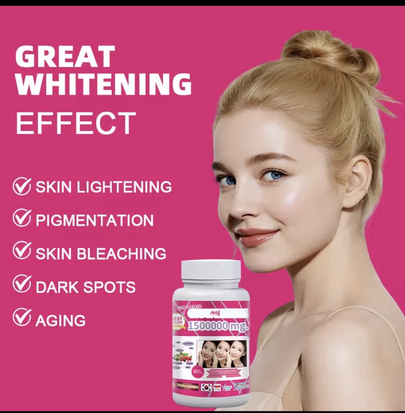 Maj Supreme Glutathione 1500000mg Whitening Softgels Anti-Aging Supplement