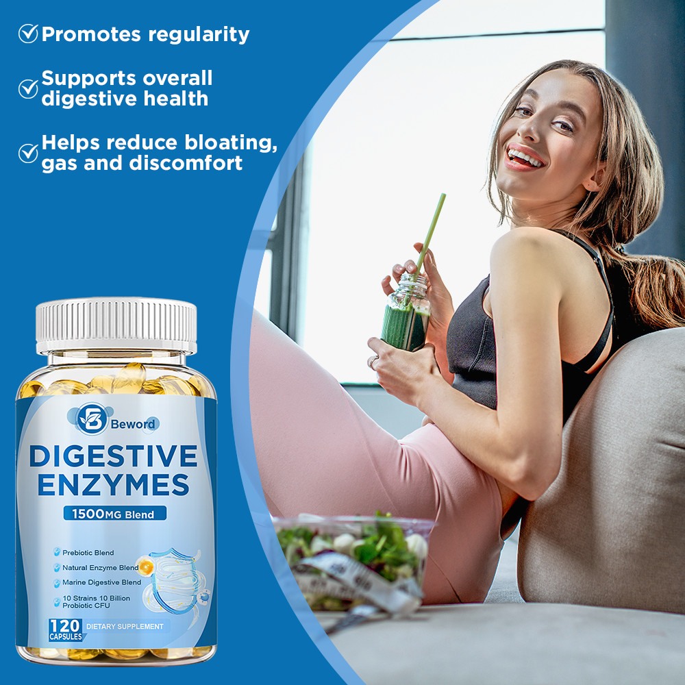 120Digestive Enzymes Prebiotic & Probiotics Gas,Constipation,Bloating Relief
