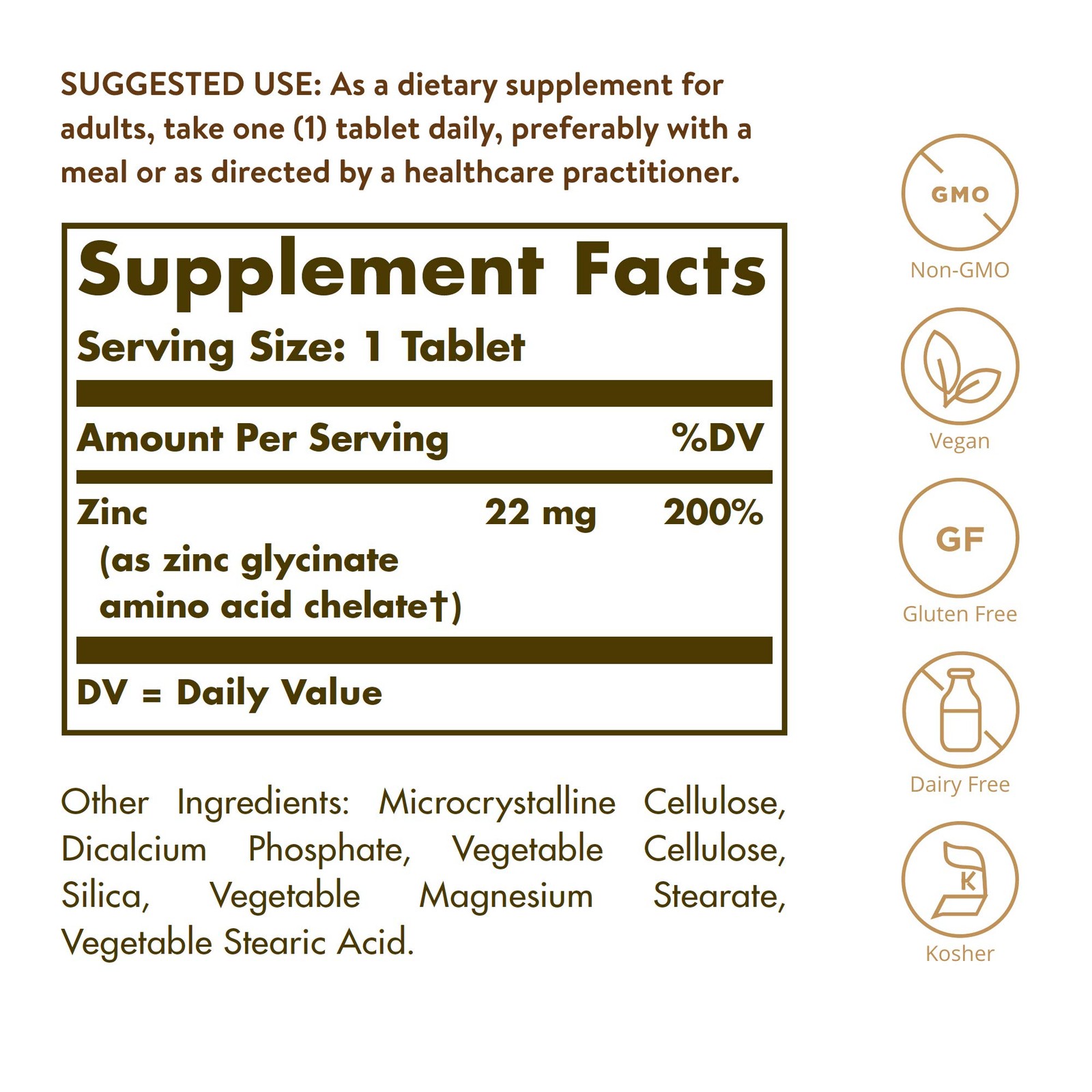 Solgar Chelated Zinc, 250 Tablets – 250 Count (Pack of 1), Standard Packaging