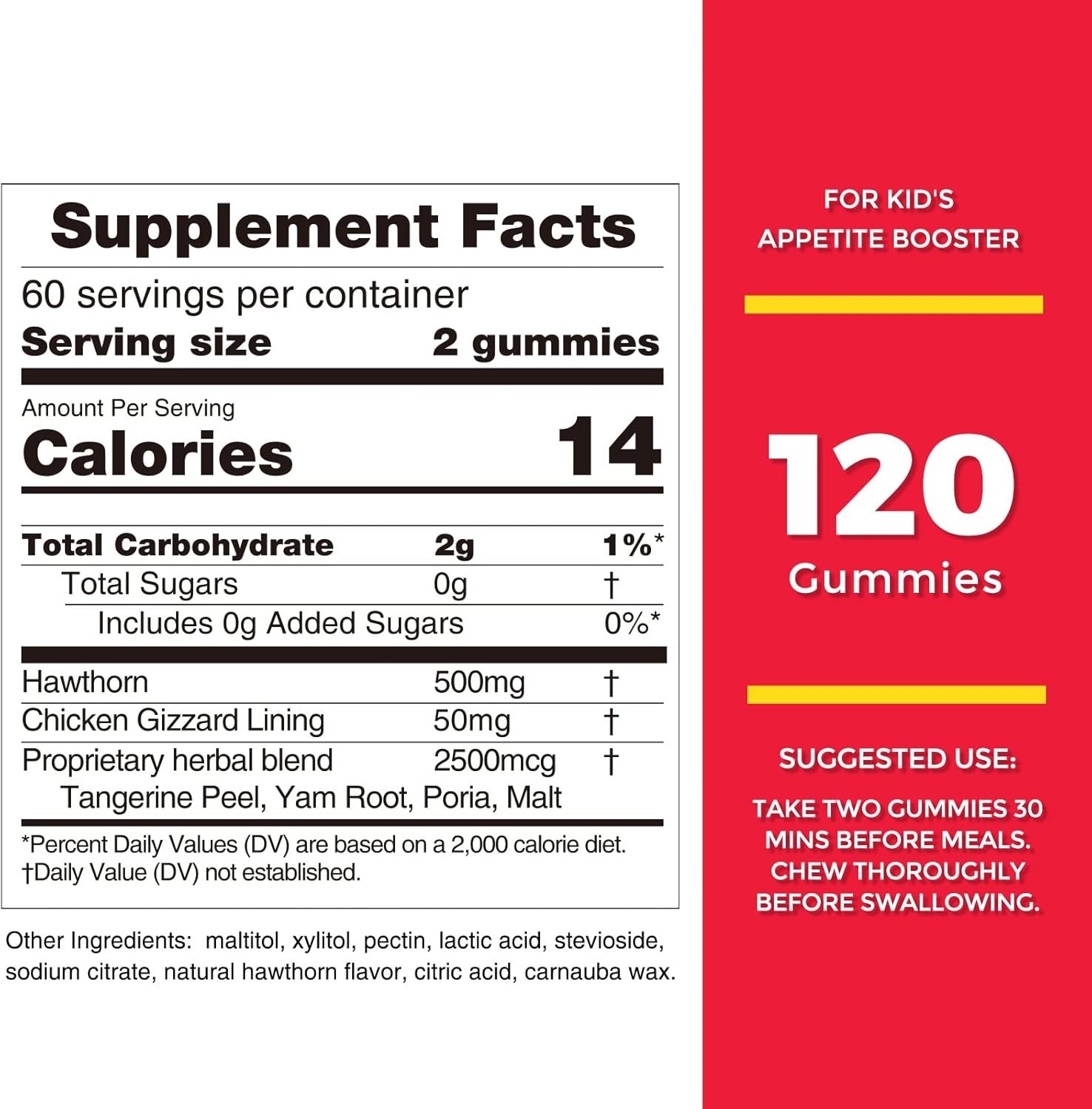 Appetite Booster Gummies for Kids 2 Packs Appetite Stimulant Hawthorn Flavor