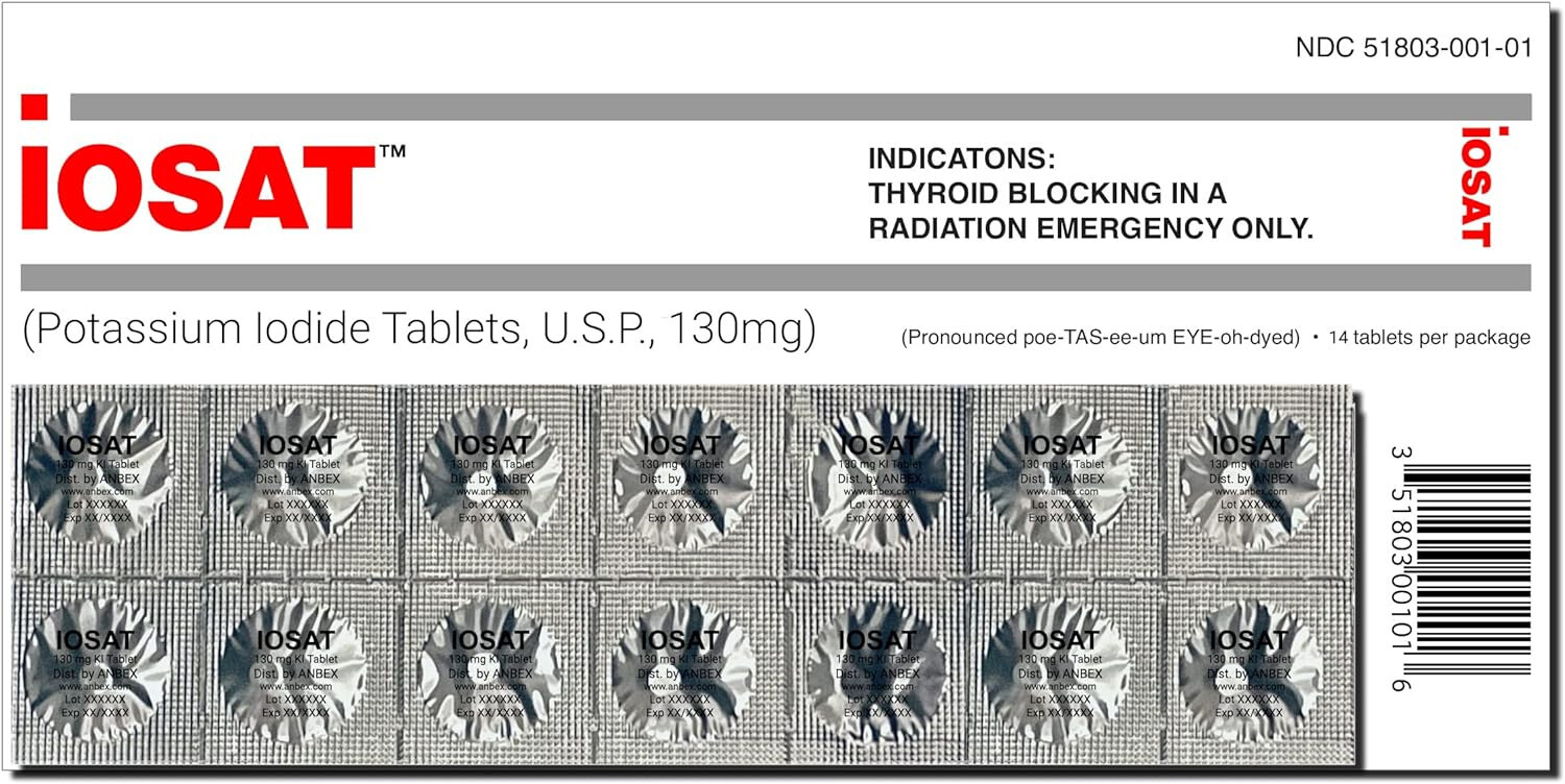 Anti Radiation Thyroid Iosat Potassium Iodide 130mg Tablets – 14CT Adults