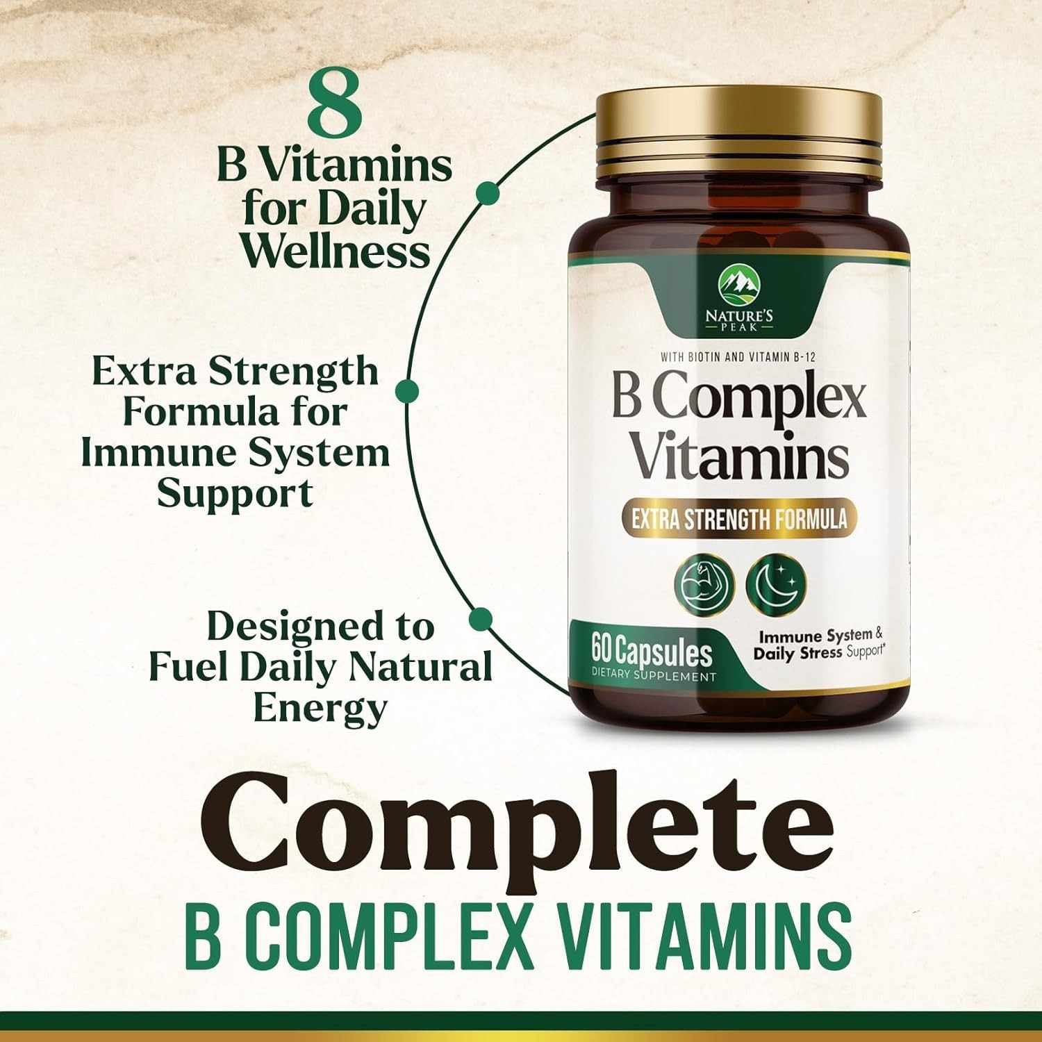 B Complex Vitamin Supplement 1000mcg – 3X Strength with Vitamin C & Folic Acid