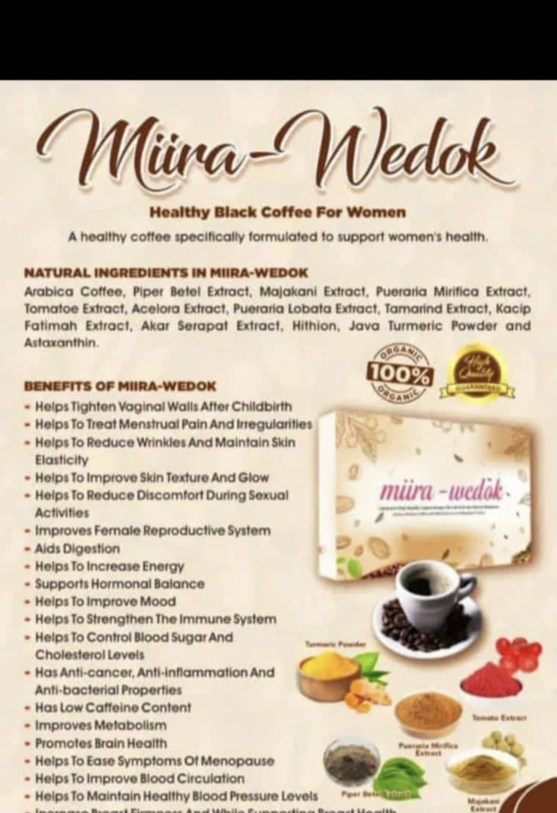 Miira-Wedok Coffee for Women Feminine Health Wellness Naturally 30 Sachets