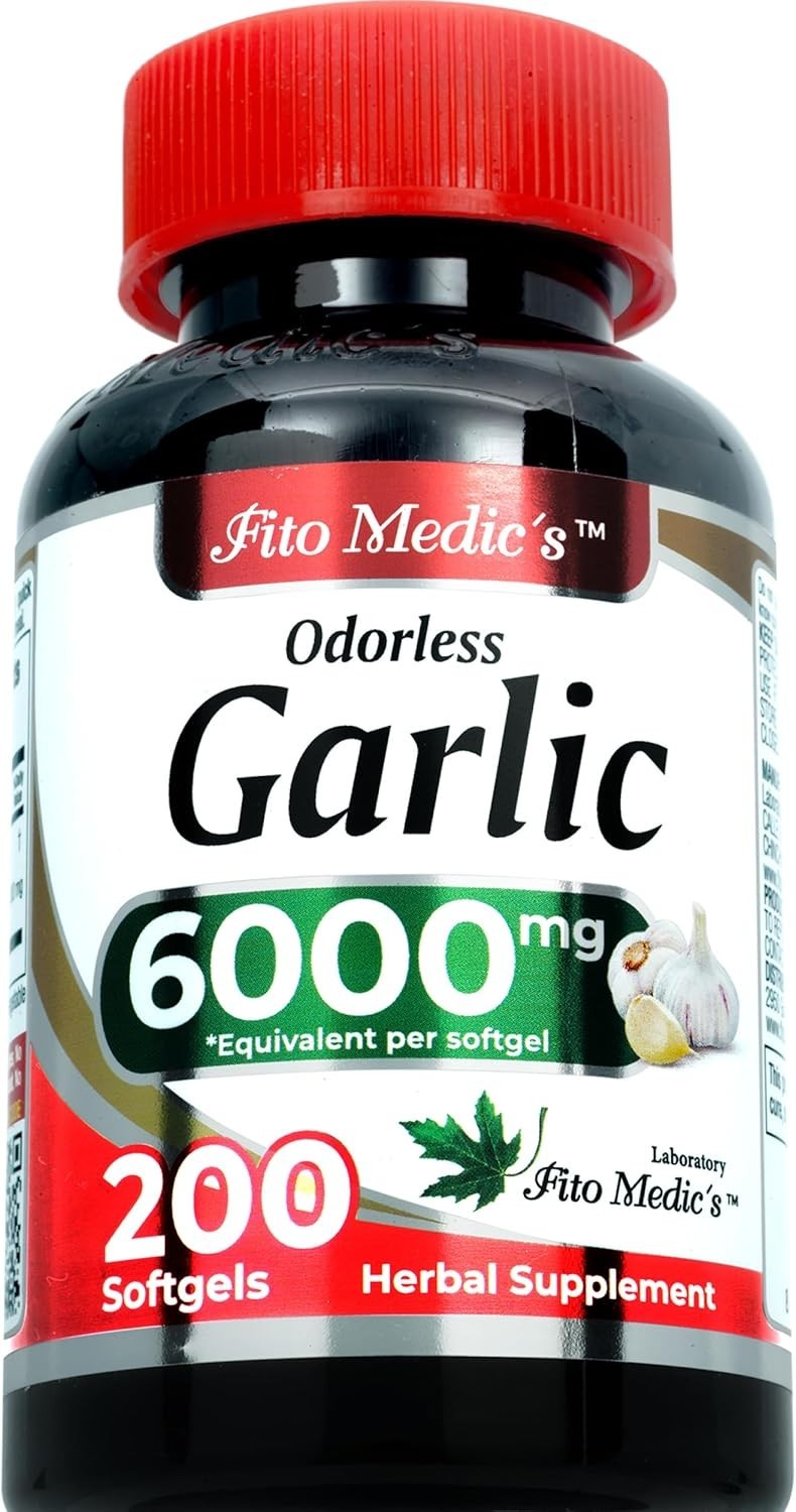 Garlic Pills 6000 mg Equivalent 200 softgels Organic Garlic 200 Capsules Garli