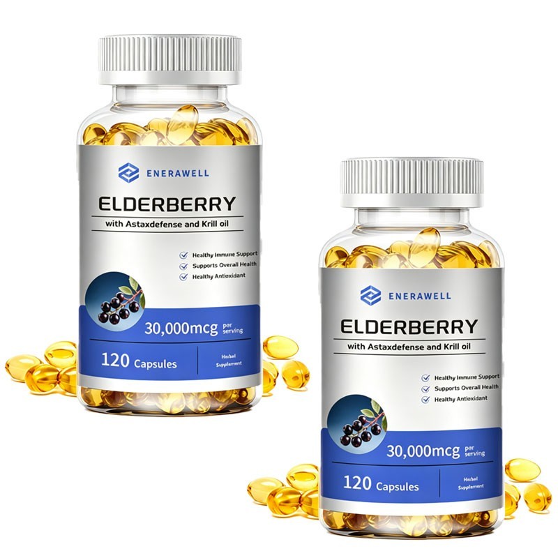 Elderberry with Krill Oil 1000mg – Omega-3 EPA, DHA, & Astaxanthin | 02/07/2027