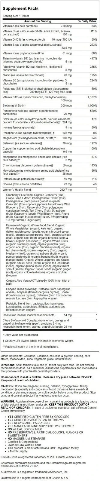 Country Life Core Daily-1 Women 60 tabs (Pack of 2)