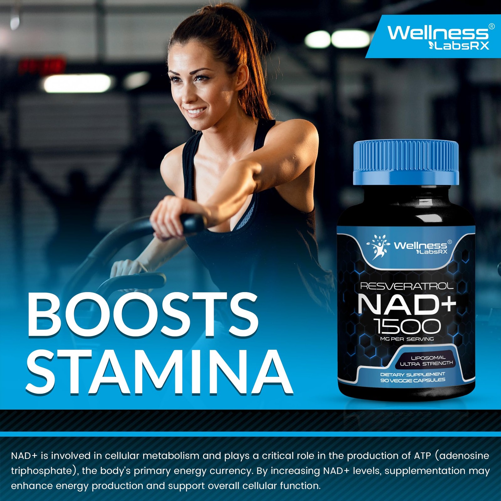 WELLNESS LABSRX NAD Supplement, 1500mg – Liposomal NAD+ Supplement with