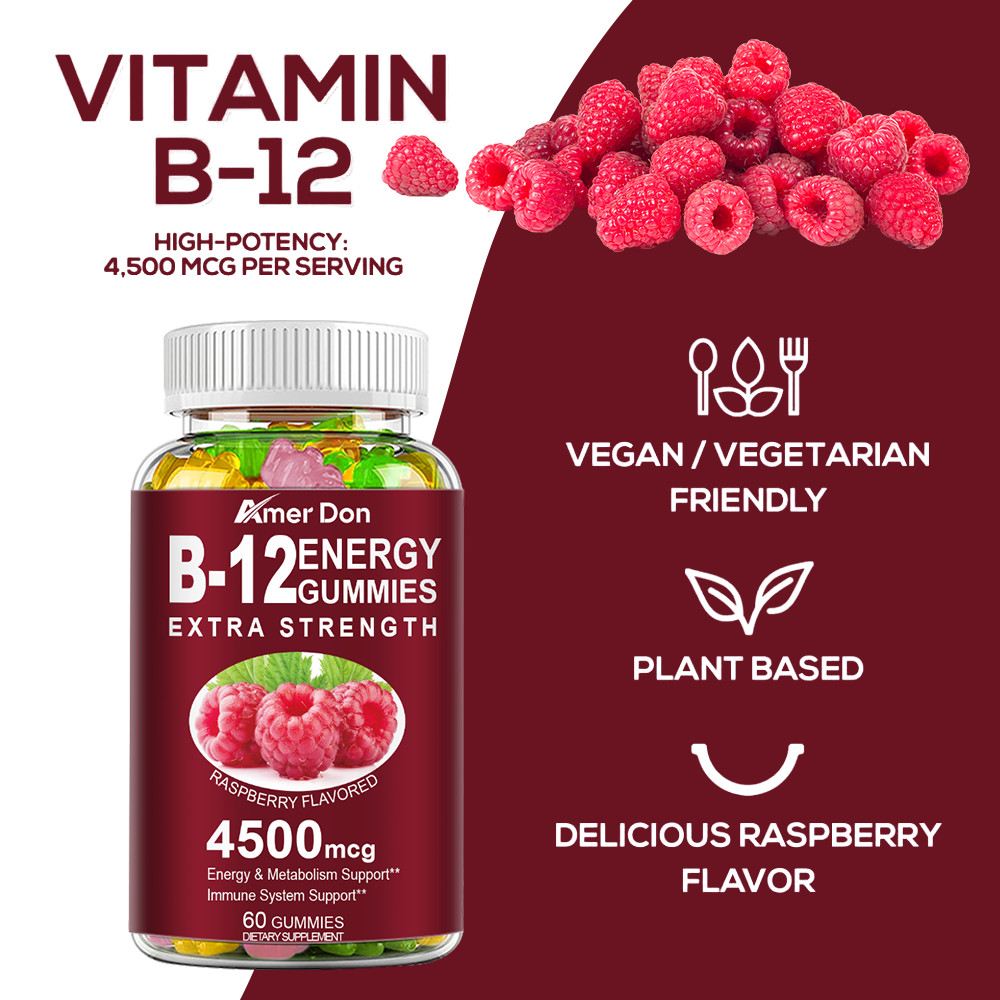 Vitamin B12 Gummies 4500mcg Energy, Memory, Focus, Brain Support for Men & Women