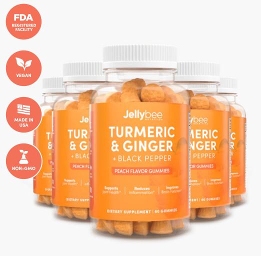 JellyBee Turmeric & Ginger Gummies – 5 bottles