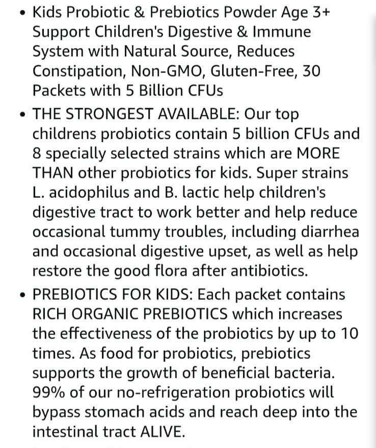 Zebora kids Probiotic & Prebiotics Powder Age 3+Support Children’s .
