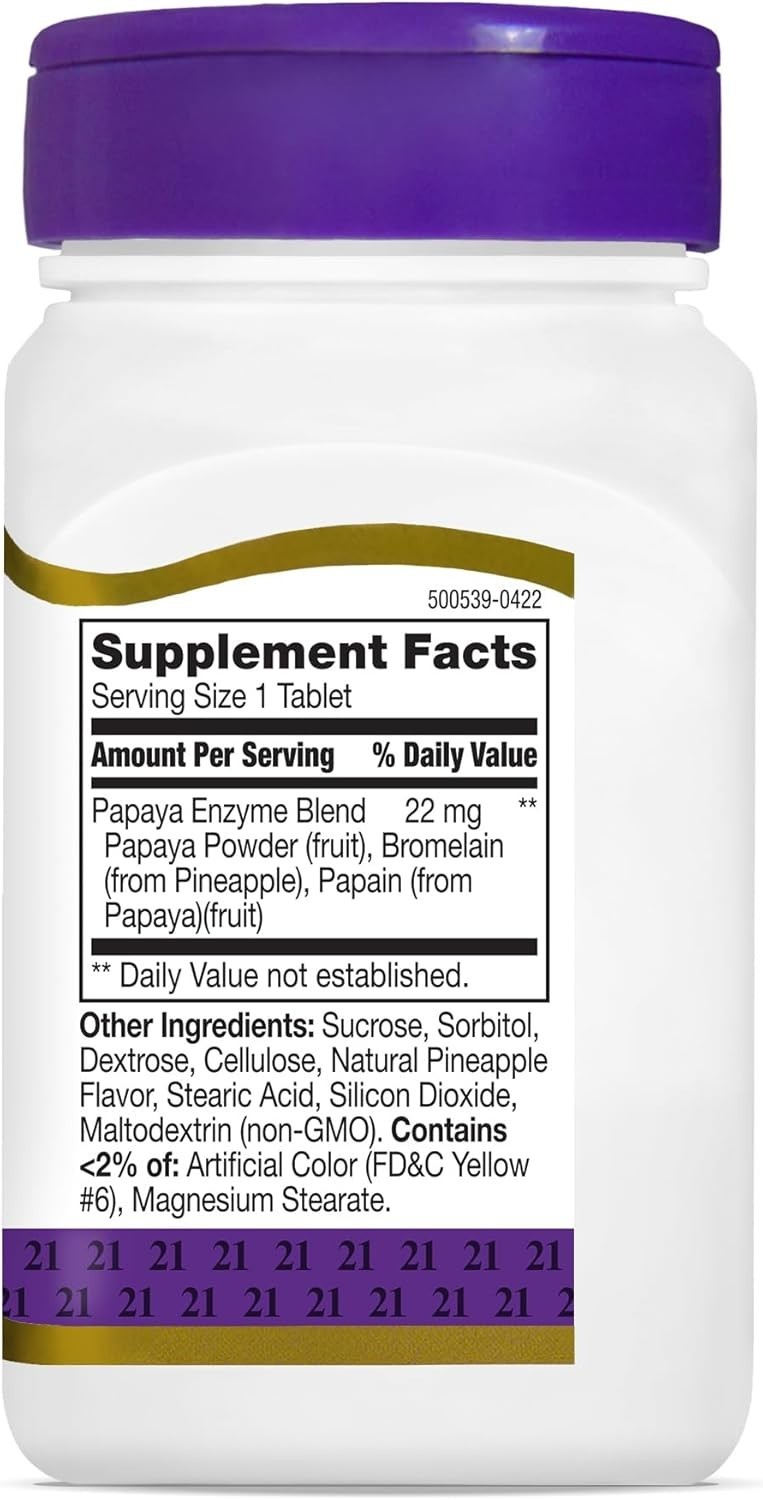 Papaya Enzyme Chewable Tablets, Tropical, 100 Count