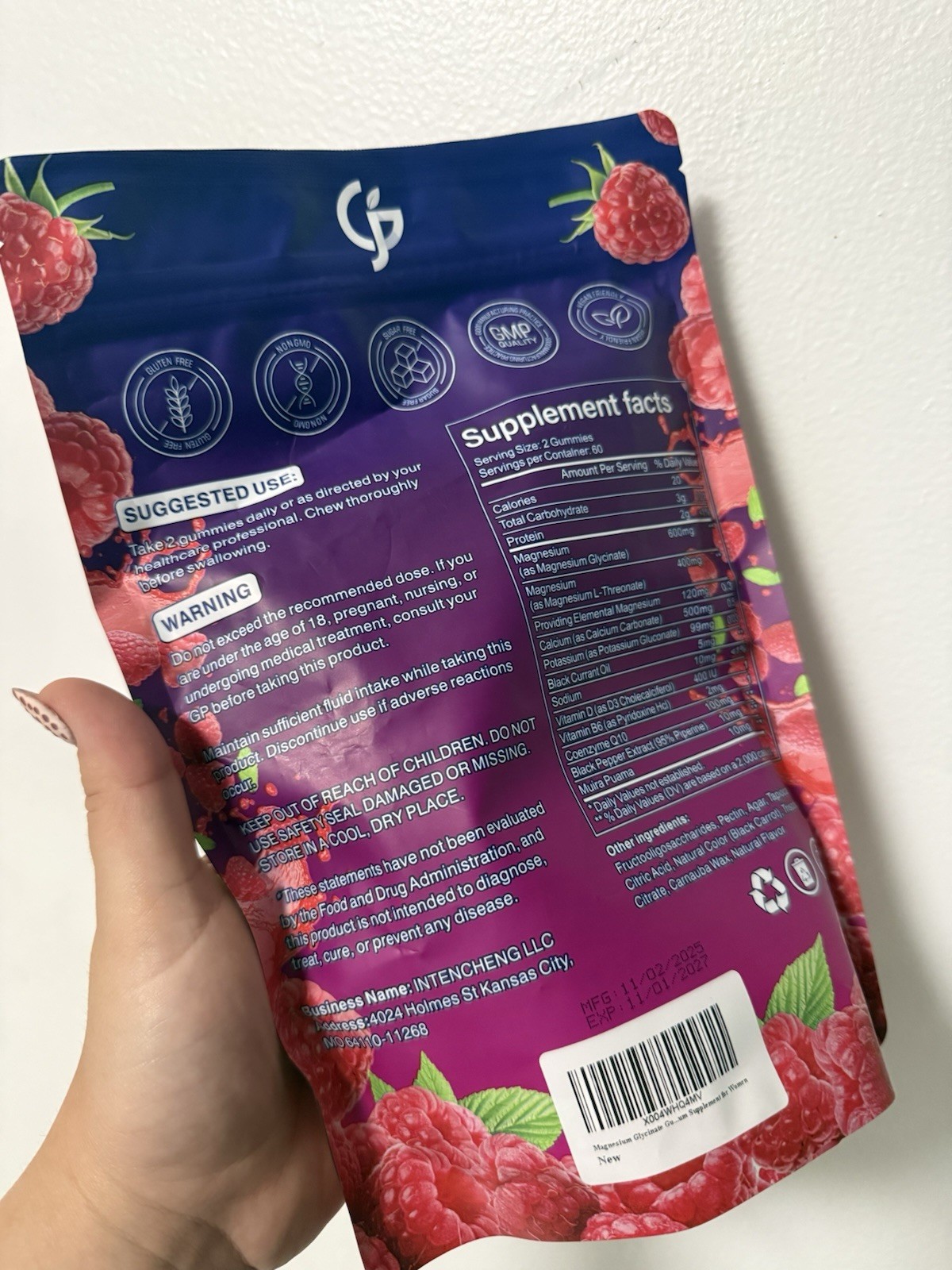 JAEoFW Magnesium Glycinate Gummies Sugar-Free 120 Count Mineral Supplement
