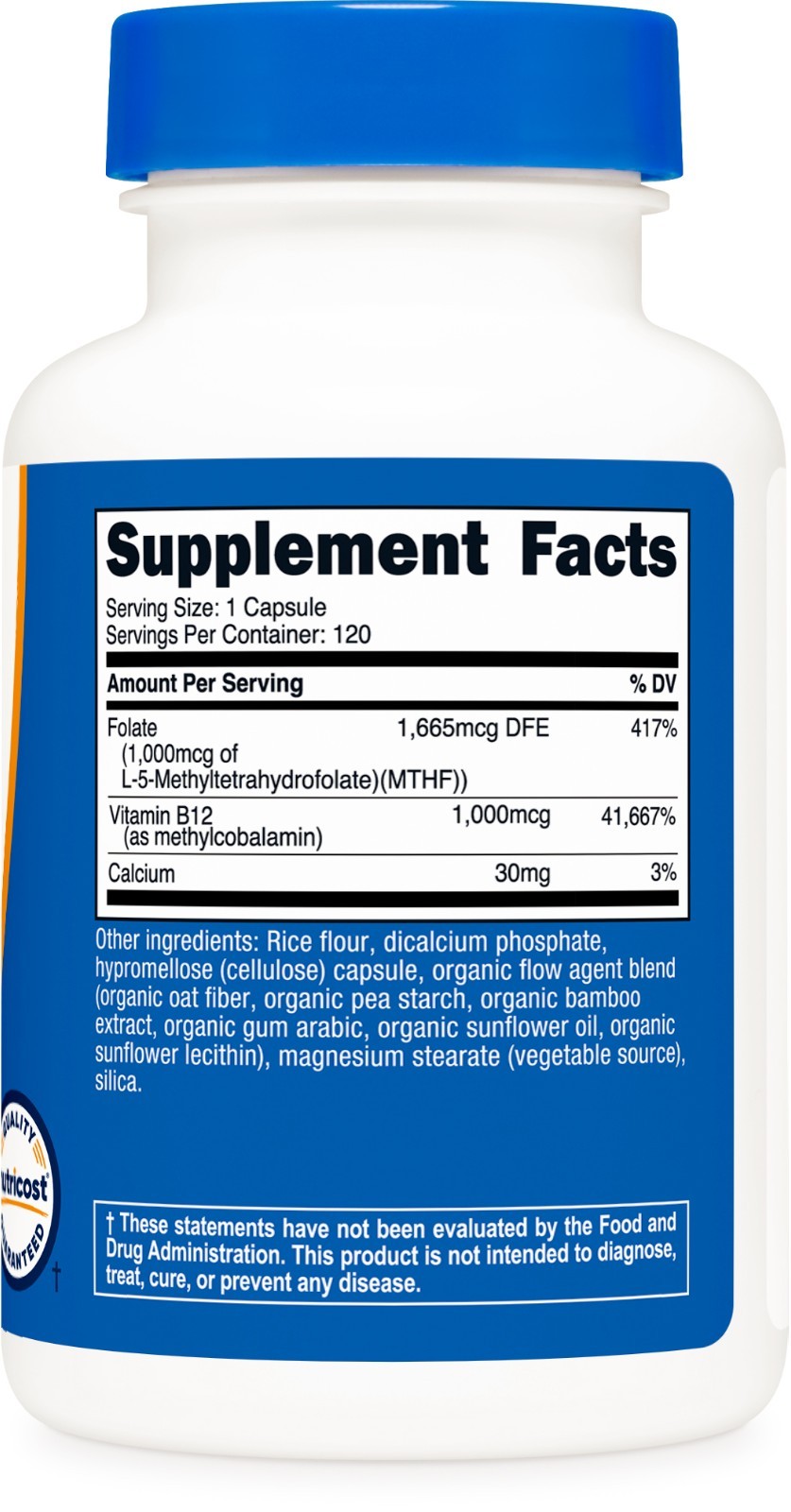Nutricost Methylated Vitamin B12 + Folate Supplement (2,000 mcg) 120 Capsules