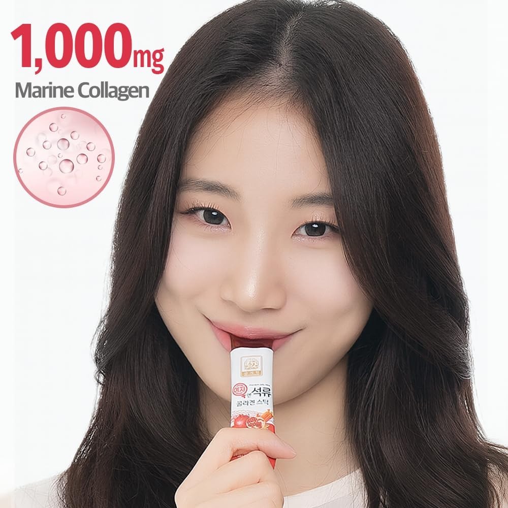Korean Pomegranate Collagen Jelly Sticks – 5 Pack, 30 Count, 5.1oz – Beauty Supp