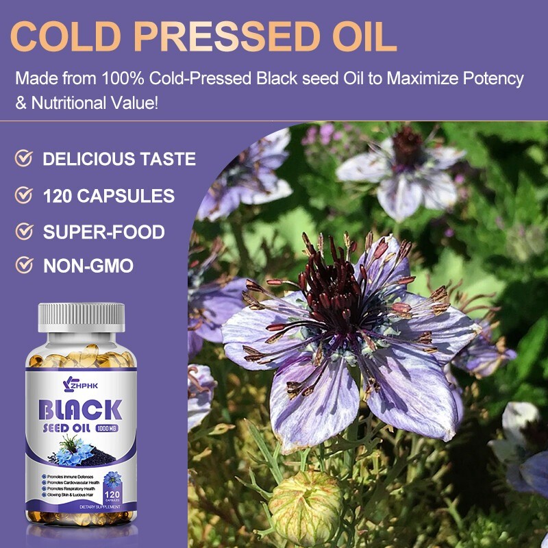 Black seed oil soft capsules help antioxidant cardiovascular skin repair 120pcs