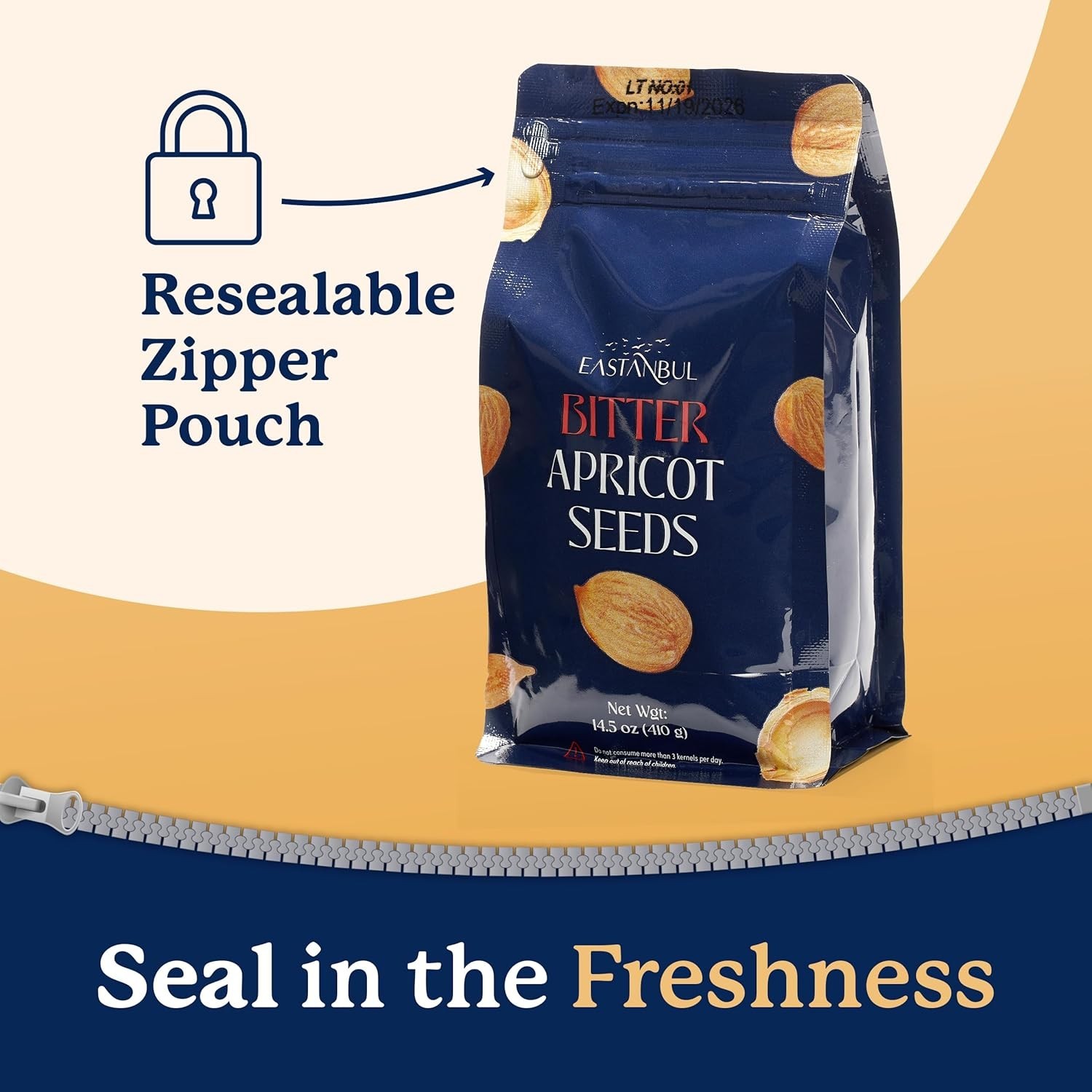 OrganicBitter Raw Apricot KernelPremium Seeds 14.5oz Gluten Free Vegan USDA 1 lb
