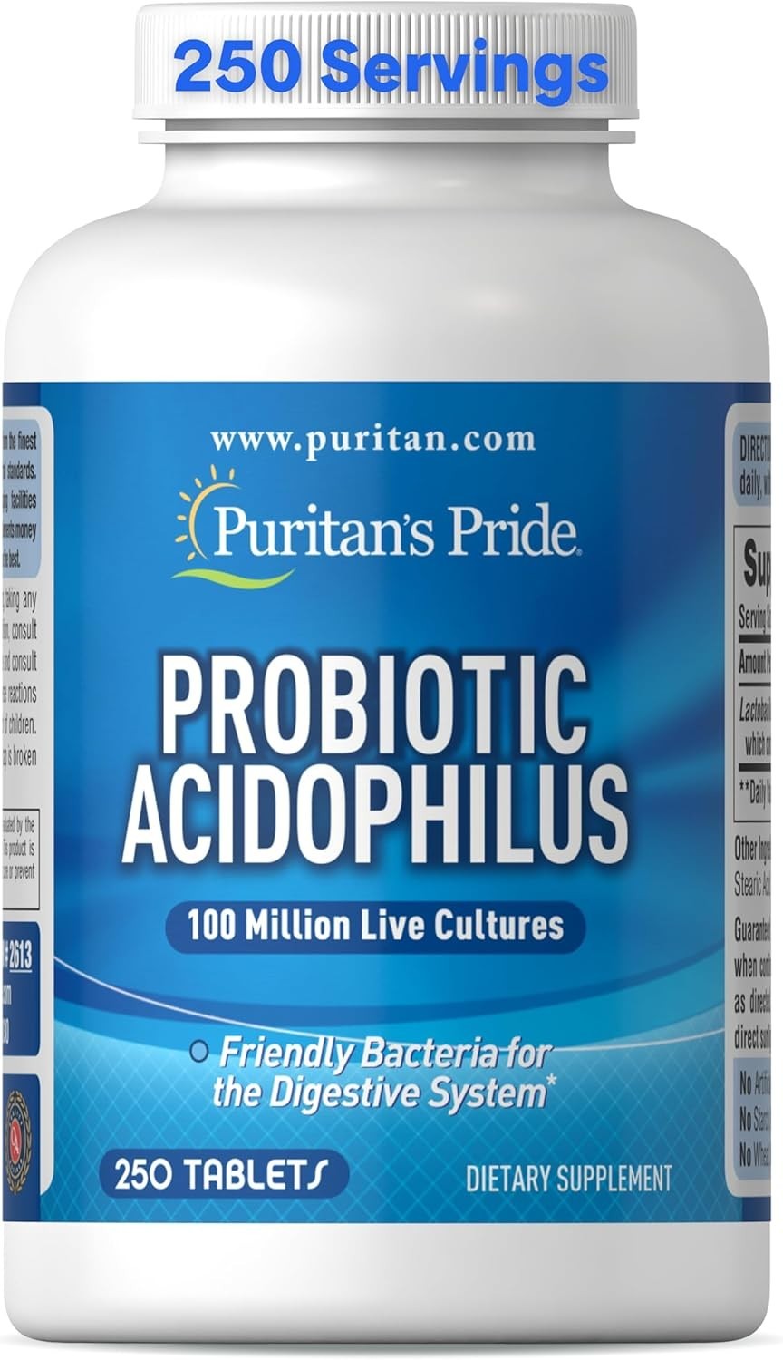 Puritan’s Pride Probiotic Supplement, Acidophilus, 250 Count (Pack of 1)