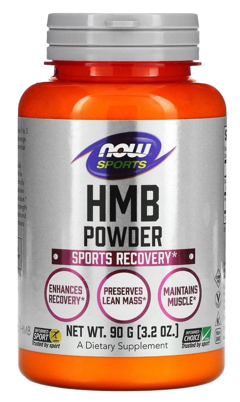 Now Foods Sports HMB Powder 3.2 oz 90 g GMP Quality Assured, Vegan EXP 05/2028