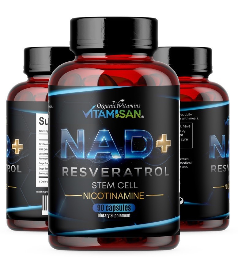 90 NAD+ Supplement for Anti-Aging Energy Focus Nicotinamide Riboside Resveratrol