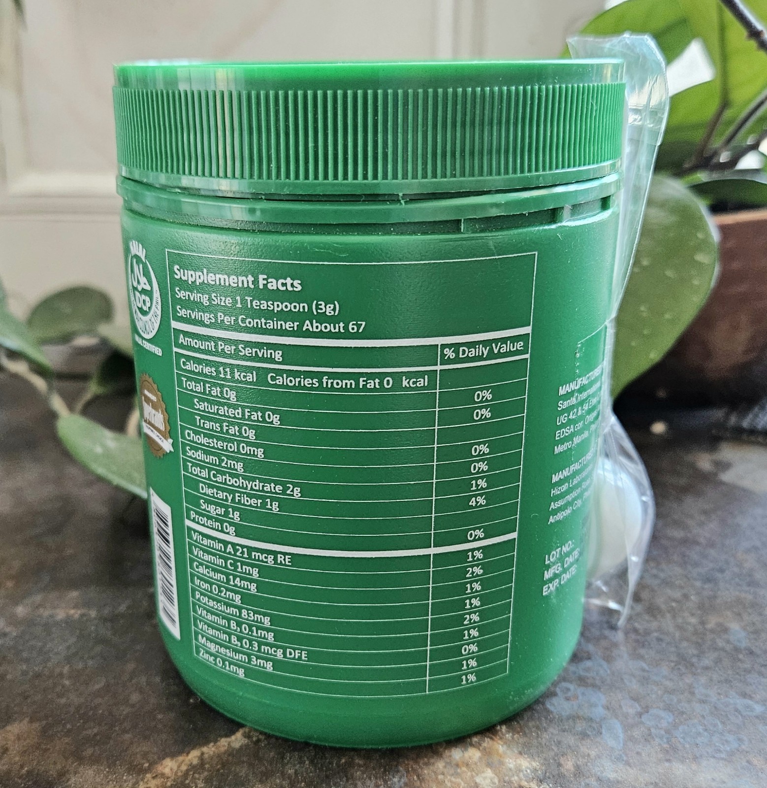 Santé Barley Powder Certified Organic 200g Canister W/ Stevia Exp. Oct. 2027 NEW