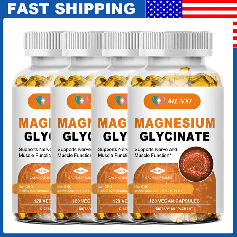 Magnesium Glycinate 400mg 120 Capsules for Calm, Stress, Sleep, Leg Cramp, Heart
