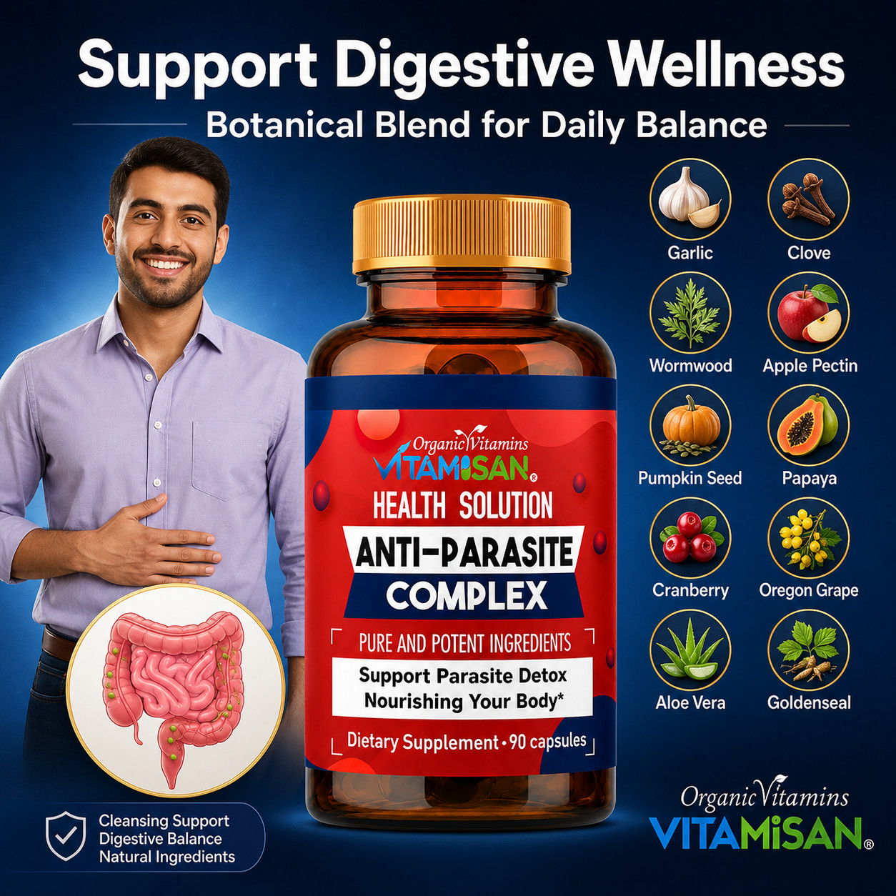 Probiotic capsules intestinal floral digestive support Candida