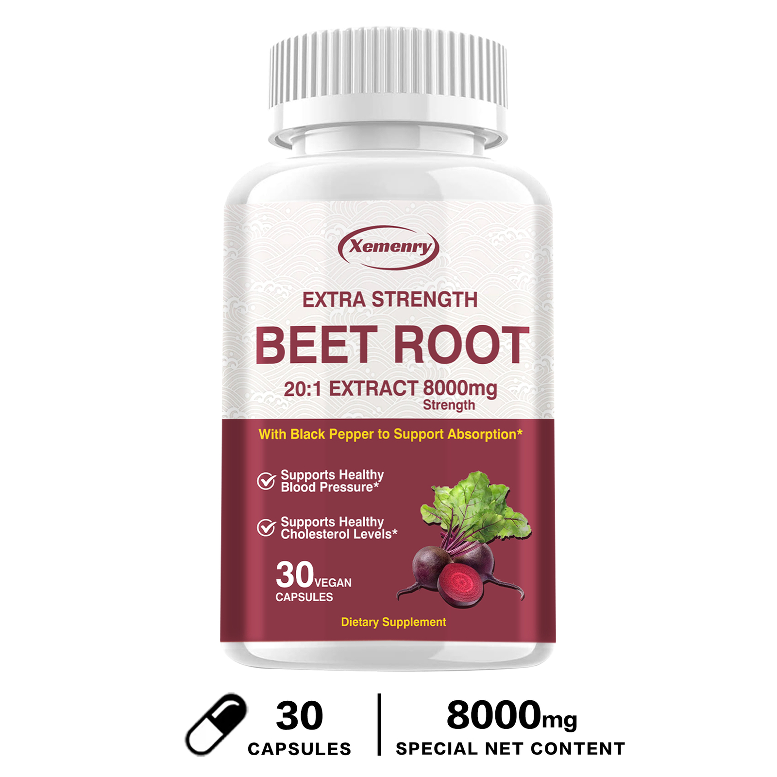 Extra Strength Beet Root 20:1 Extract Capsules – Heart & Blood Pressure Support