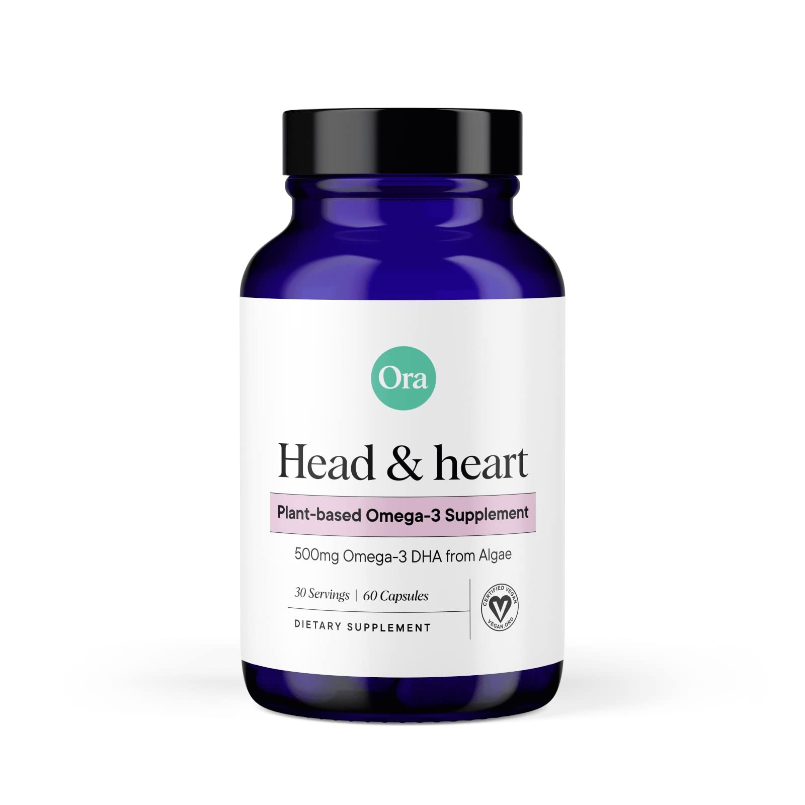 Ora Organic Vegan Omega 3 Supplement 500mg DHA for Brain, Eye, and Heart Hea…