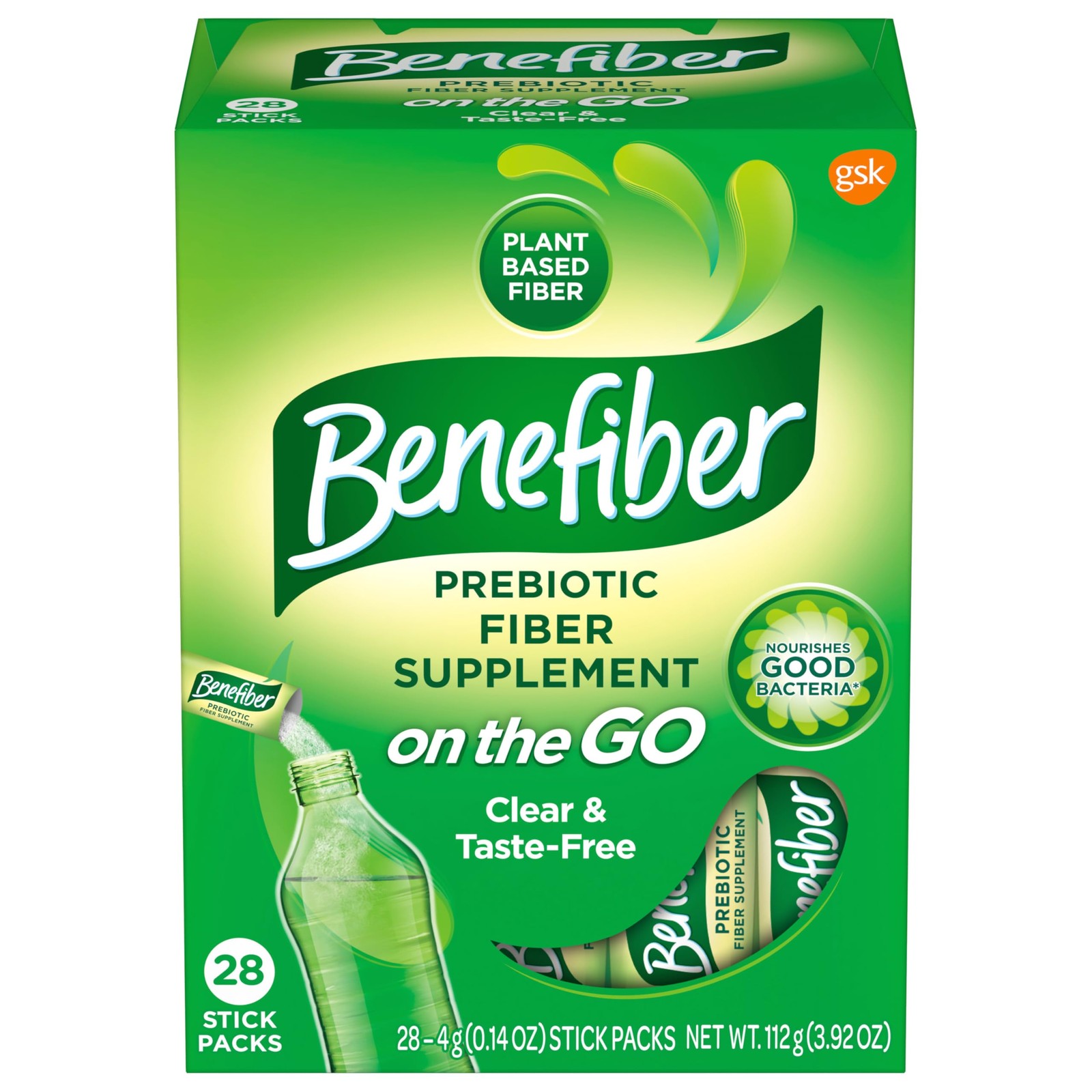 Benefiber Prebiotic Fiber Supplement Powder, Unflavored, 28 Stick Packs