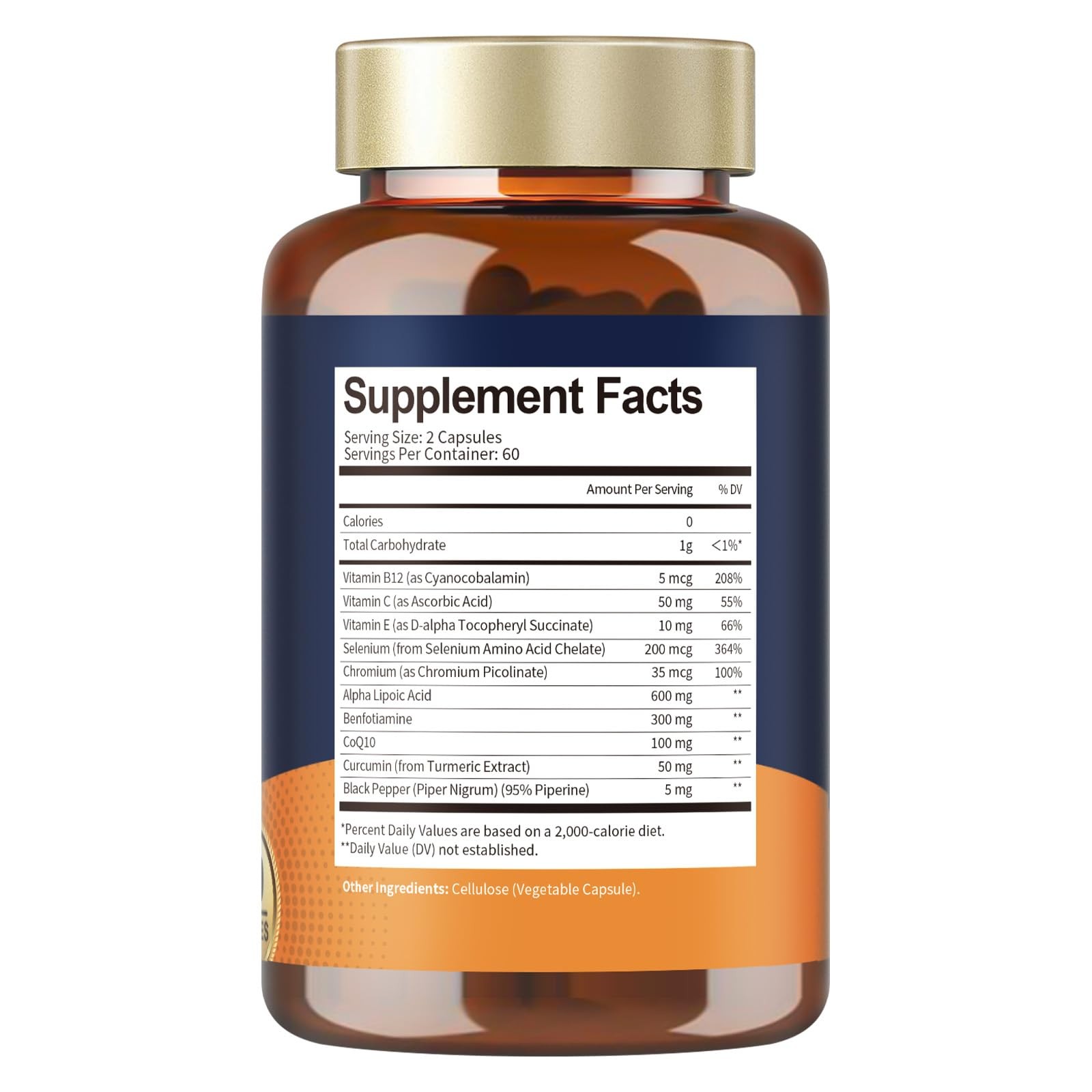 Alpha Lipoic Acid 600mg with Benfotiamine 300mg 120 Count (Pack of 1),