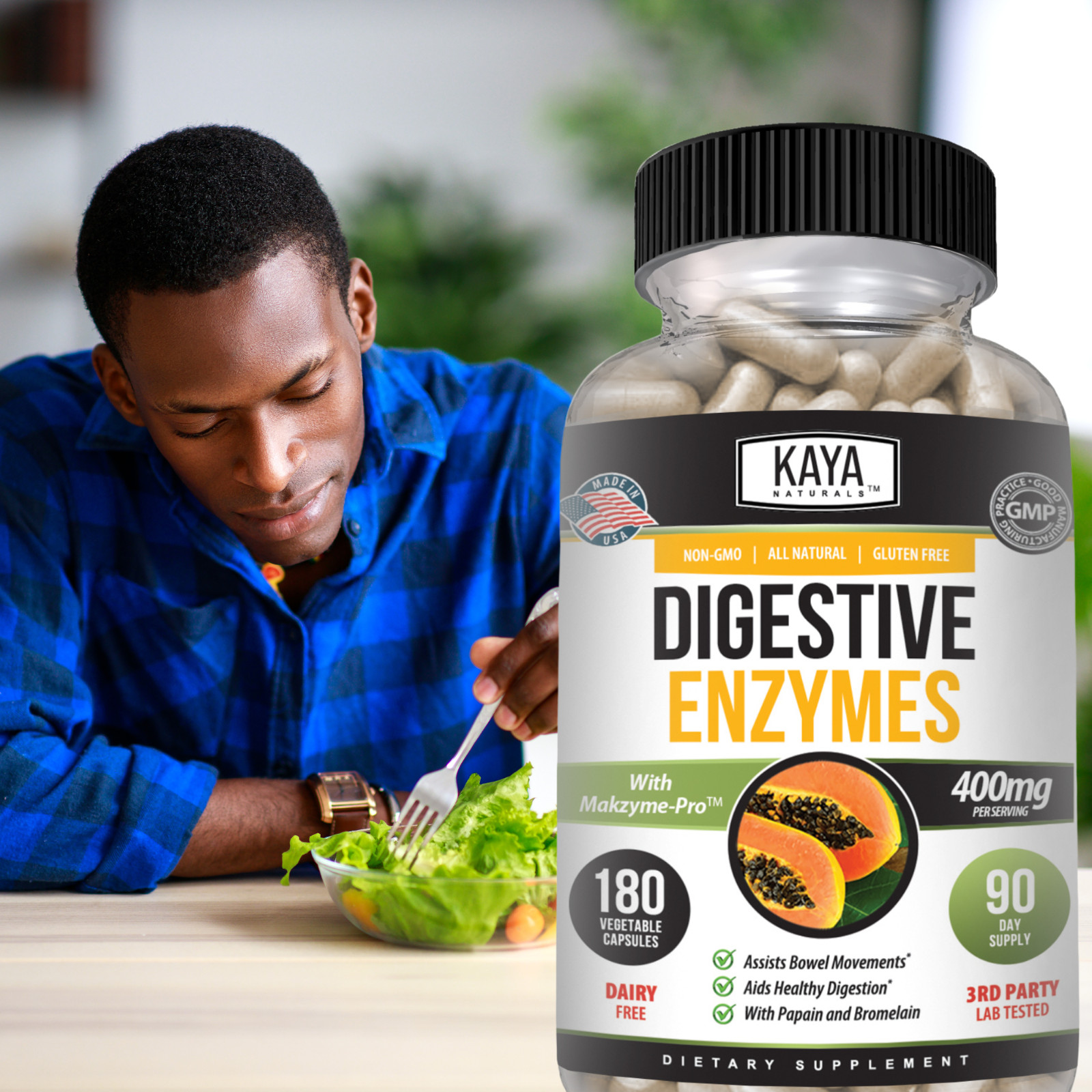 Digestive Enzymes Probiotics & Bromelain 180ct Constipation Bloating Gut Relief