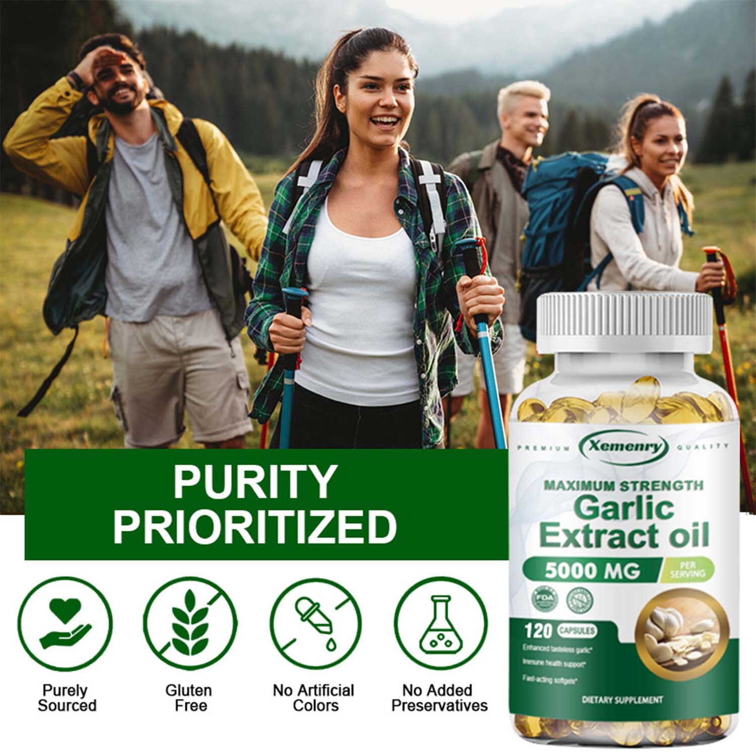 Garlic Extract Oil Capsules 5000mg – Heart Health, Lower Cholesterol Levels