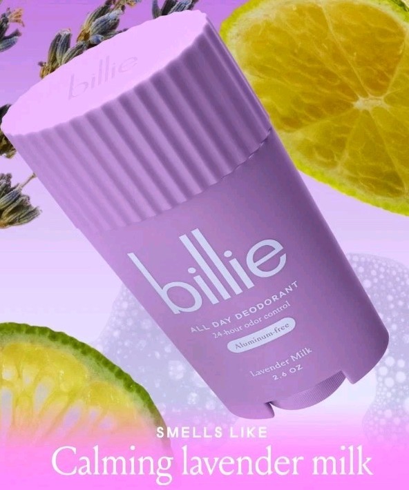 Billie All Day Deodorant, 24-Hour Odor Protection, Aluminum-Free, Lavender Milk