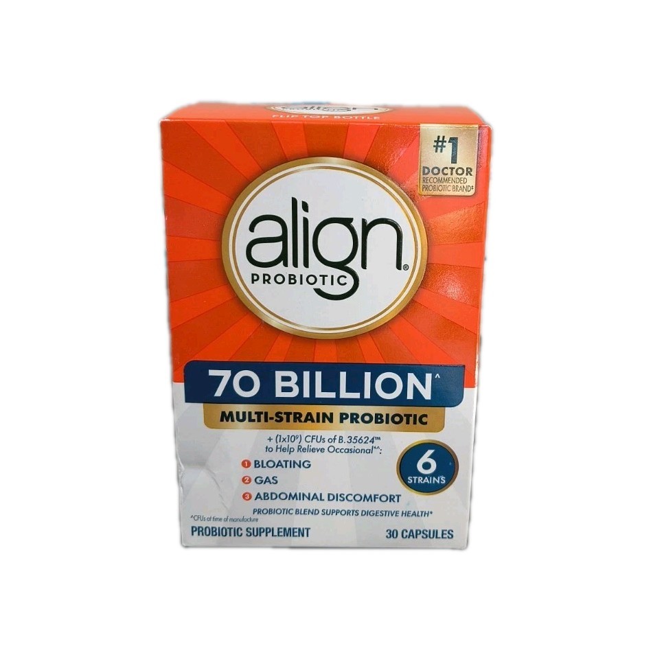 Align Probiotic 70 Billion 6-Strain Digestive Support 30 Capsules, Exp: 12/2027