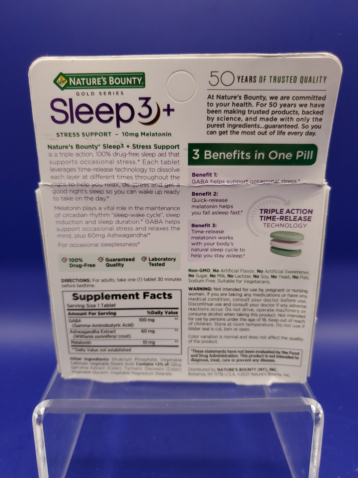 Nature’s Bounty Sleep 3+ Stress Support Sleep Aid 28Ct Tablets EXP 07/2026