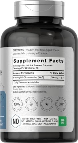 N-Acetyl Glucosamine 1000mg | 120 Capsules | Non-GMO, Gluten Free | N-A-G Suppl.