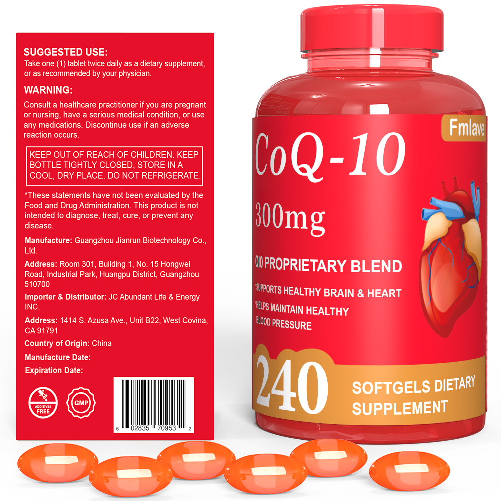 CoQ-10 300mg 240 Softgels Coq10 Co Q10 Coenzyme Heart Support NON GMO Free Ship
