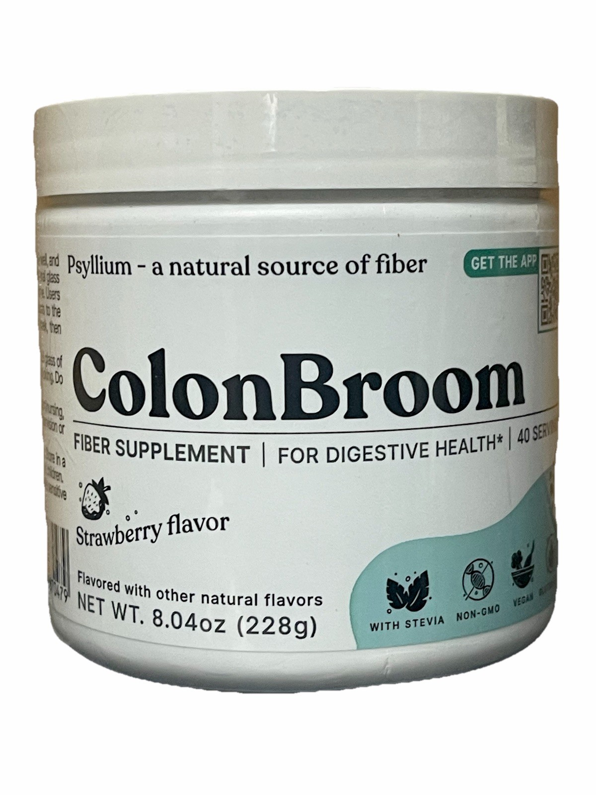 ColonBroom Psyllium Husk Powder, Strawberry Psyllium Husk Powder 40 Servings