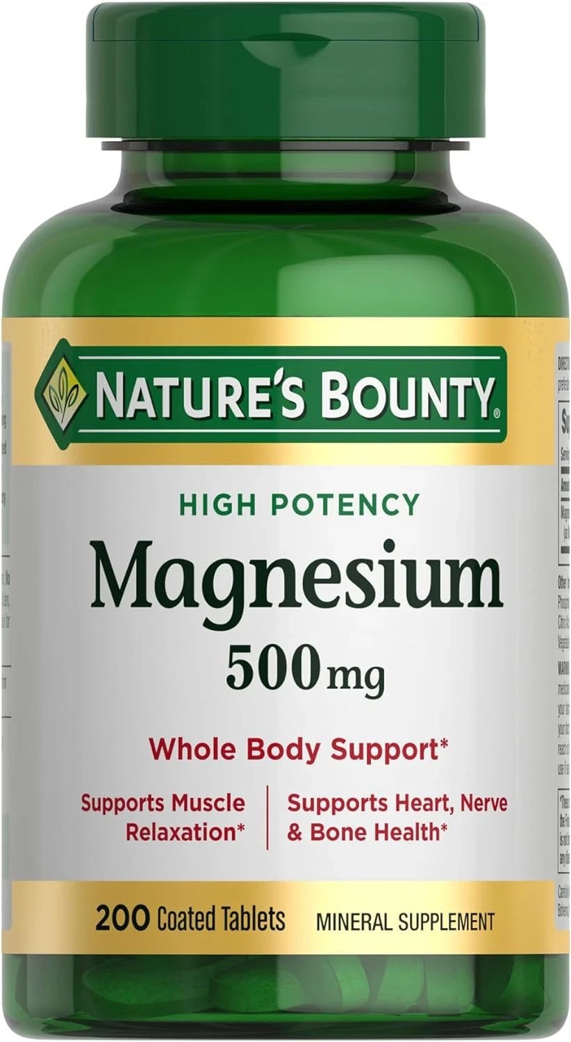 Nature’s Bounty Magnesium Supplements 500 Mg 200 Count (Pack of 1) Exp. 03/2028