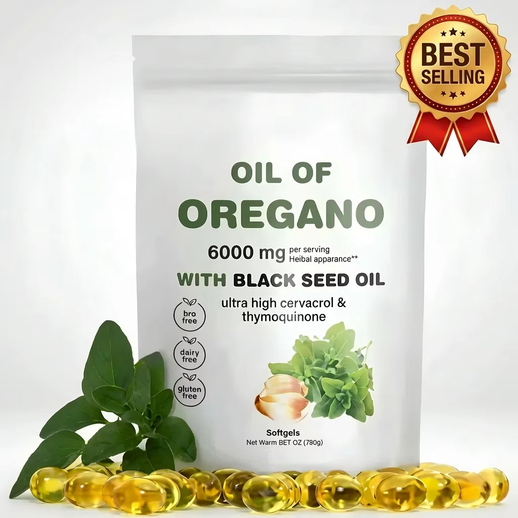 Oil of Oregano 6000mg with Black Seed Oil, 300 Softgels Better Immune Support